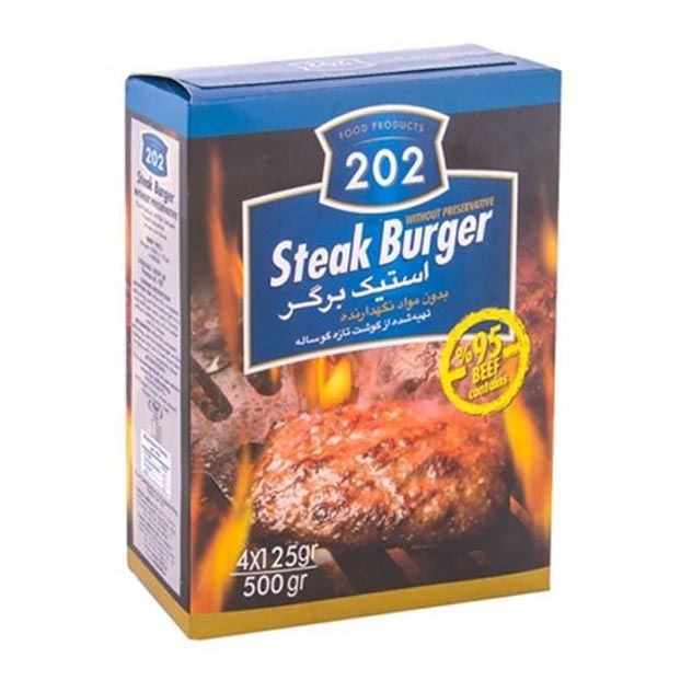 همبرگر  ۲۰۲ ۹۵% گوشت قرمز - استیک برگر- ۵۰۰ گرمی