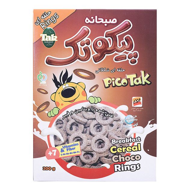 غلات صبحانه پیکوتک تک ماکارون حلقه ای شکلاتی ۲۰۰ گرمی