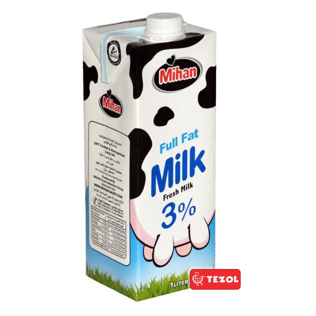 شیر پرچرب  میهن ۳ درصد چربی ۱ لیتری