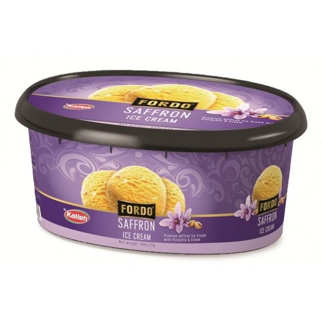 بستنی زعفرانی کاله با تکه های خامه و پسته۶۵۰گرمی